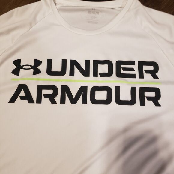 Under Armour White Dri-Fit Short Sleeve Men's Pullover Shirt Sz M - Picture 2 of 5